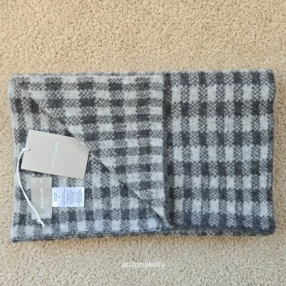 NWT Everlane Alpaca Patterned Scarf Grey Check Knit - Picture 9 of 9